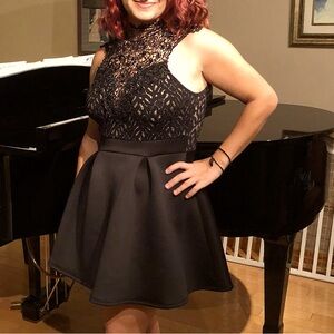 Windsor Black and Gold Appliqué Dress